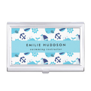 Blue Whales, Swim Instructor, Swimming Coach Business Card Case
