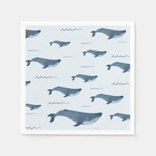 Blue Whales Swimming In The Ocean Napkins