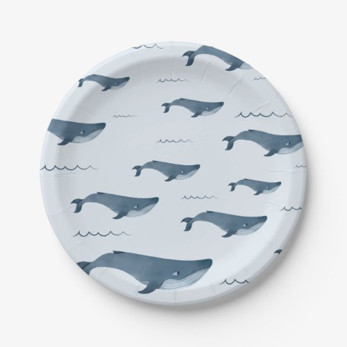 Blue Whales Swimming In The Ocean Paper Plates