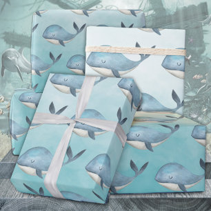 Blue Whales Under The Caribbean Blue Sea Wrapping Paper