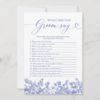 Blue What Did The Groom Say Bridal Shower Game