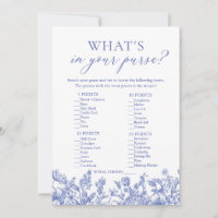 Blue What's In Your Purse Bridal Shower Game