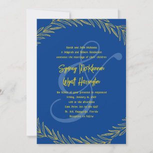 Blue Wheat Stalks Wedding Parents Inviting Invitation