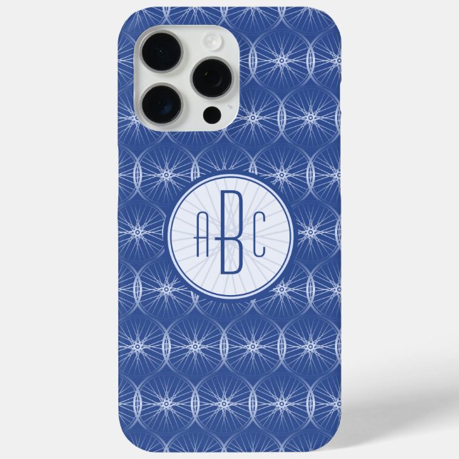 Blue wheel pattern monogram Case-Mate iPhone case (Back)