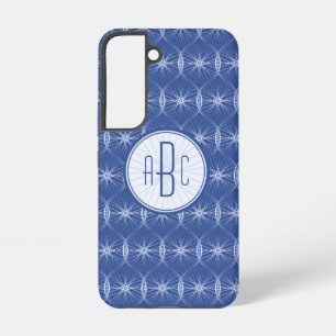 Blue wheel pattern monogram samsung galaxy s22 case