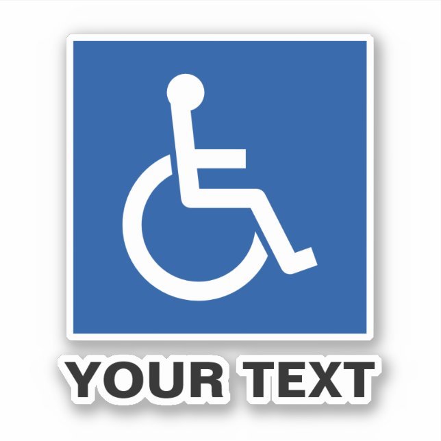 Blue wheelchair disabled disability sign vinyl sticker (Front)