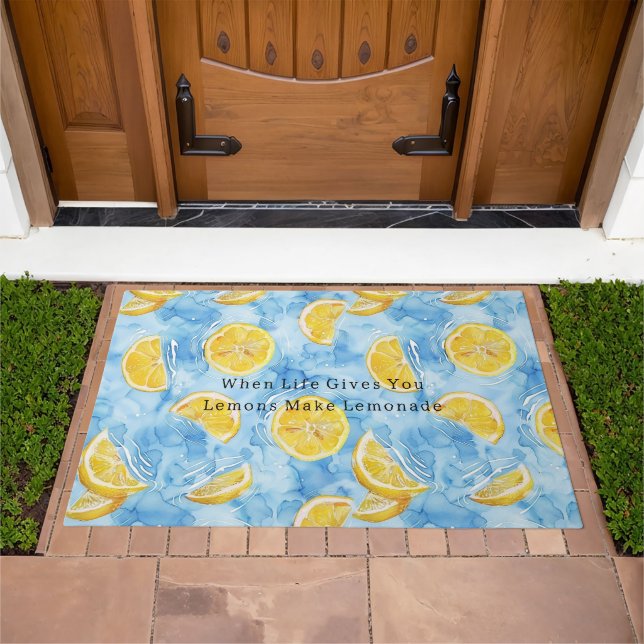 Blue When Life Gives You Lemons Lemonade Doormat (Outdoor)