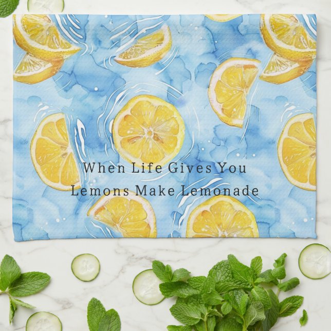 Blue When Life Gives You Lemons Lemonade Kitchen Towel (Folded)