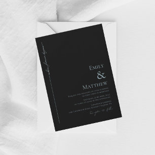 Blue Where Forever Begins Black Wedding Invitation