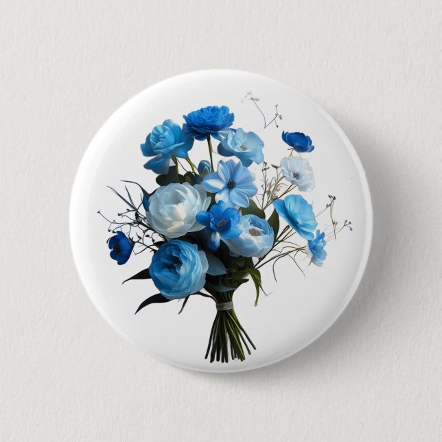Blue & Whiite Flowers Button (Front)
