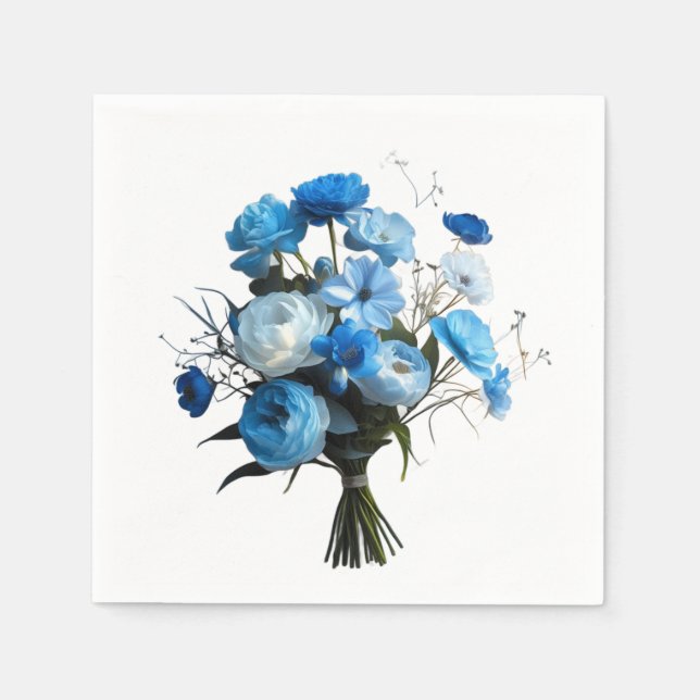 Blue & Whiite Flowers Card Napkins (Front)