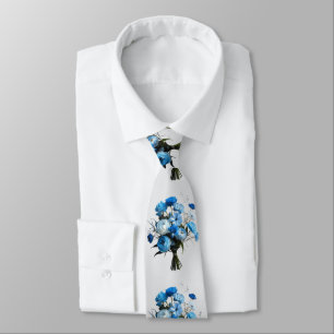 Blue & Whiite Flowers Neck Tie
