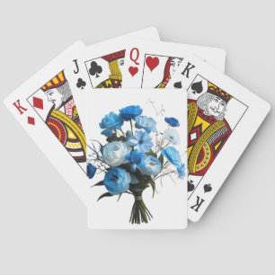 Blue & Whiite Flowers Poker Cards