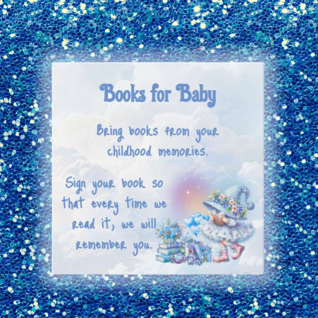 Blue Whimsical Blueberry Gnome Books for Baby Note Card (Creator Uploaded)