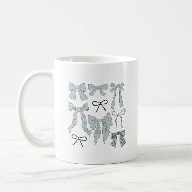 Blue Whimsical Bows Coffee Mug (Left)