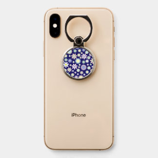 Blue Whimsical Colorful Flowers Phone Ring Stand