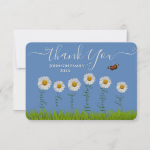 Blue Whimsical Daisy Thank You Floral Thanksgiving Card