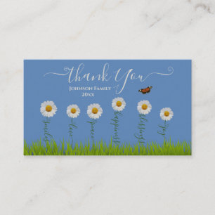 Blue Whimsical Daisy Thank You Floral Thanksgiving Enclosure Card