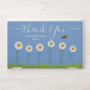 Blue Whimsical Daisy Thank You Floral Thanksgiving HP Laptop Skin