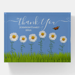Blue Whimsical Daisy Thank You Floral Thanksgiving Paperweight