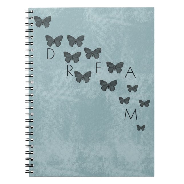 Blue Whimsical Dream Butterflies Notebook (Front)