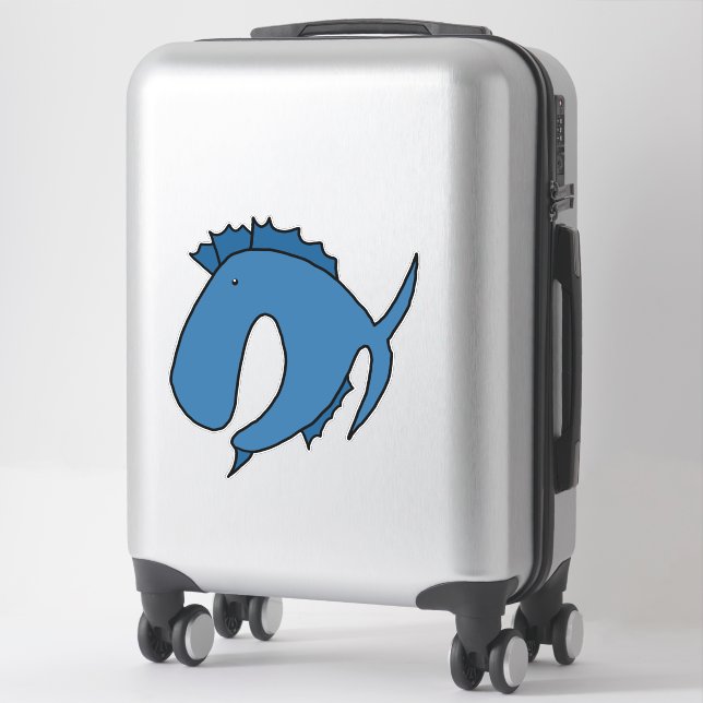 Blue whimsical fish sticker (Suitcase)