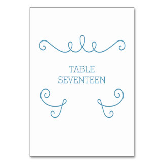 Blue Whimsical Flourish Table Card