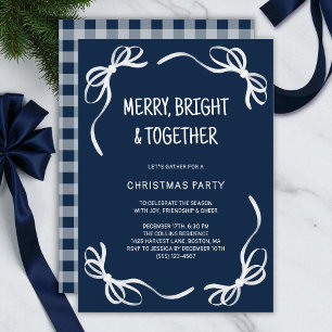 Blue Whimsical Hand Drawn Friends Christmas Party Invitation