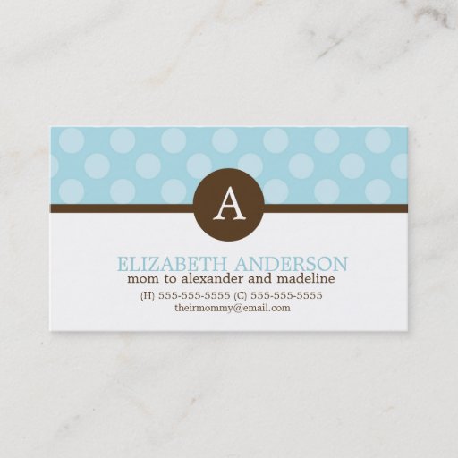 Customizable Monogram Polka Dots Mom Calling Cards Business Cards