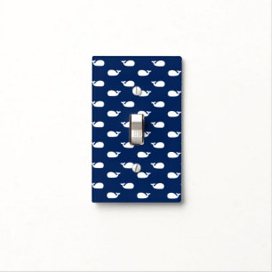 Blue Whimsical Whales Pattern Kids Light Switch Cover