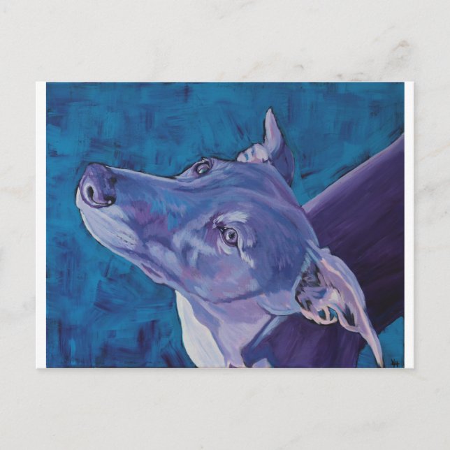 Blue Whippet Postcard (Front)