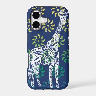 Blue Whirls Giraffe iPhone Case