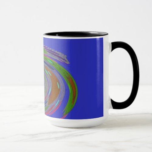 Blue Whirlwind Design Monogram Mug