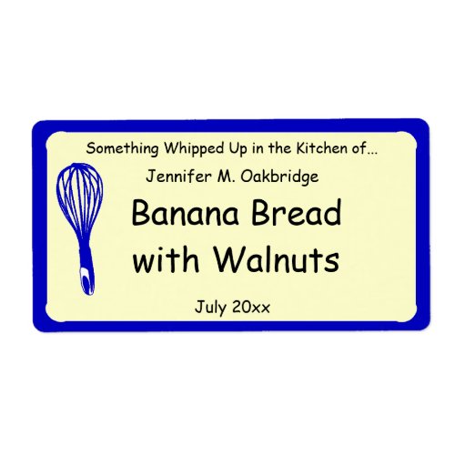 Blue Whisk Personalized Homemade Food Label