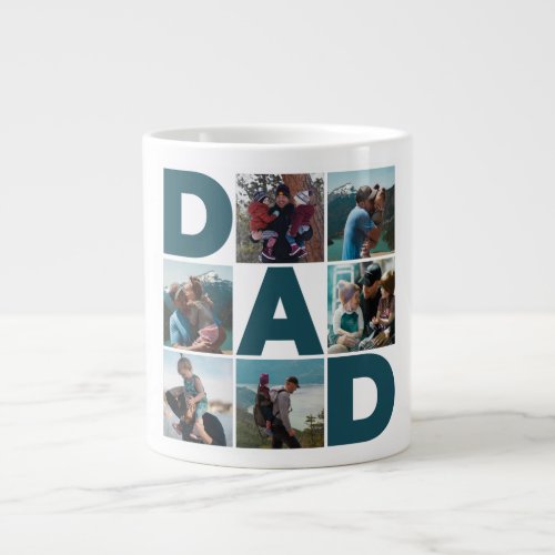 Blue  White 6 Photo Collage Dad  Giant Coffee Mug