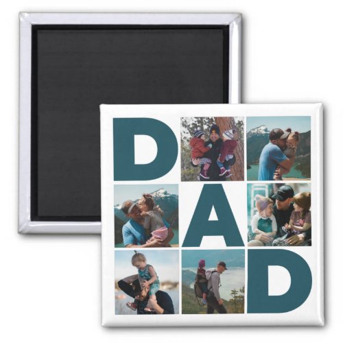 Blue  White 6 Photo Collage Dad  Magnet
