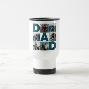 Blue & White 6 Photo Collage Dad  Travel Mug