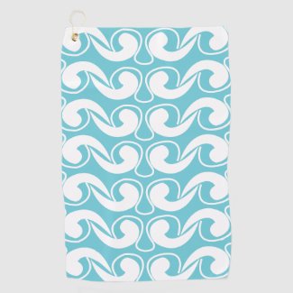 Blue White Abstract Curve Deco Art