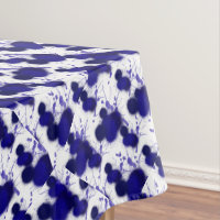 Blue White Abstract Modern Paint Splatter Trendy Tablecloth