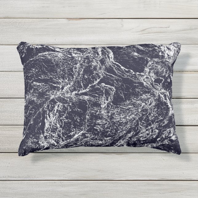 Blue/White Abstract Outdoor Pillow (Front)