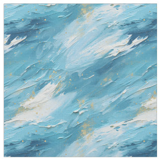 Blue & White Abstract Paint Fabric