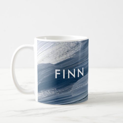 Blue white abstract textured modern hand painted  coffee mug