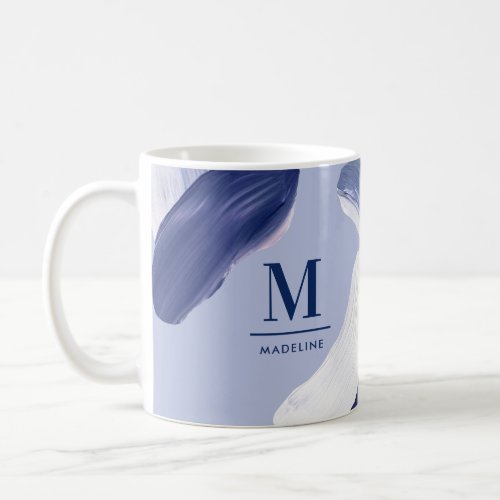 Blue white abstract textured modern hand painted coffee mug