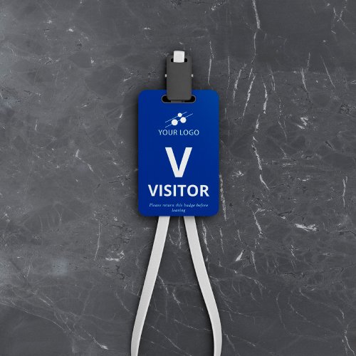 Blue White Add Your Logo Visitor Badge
