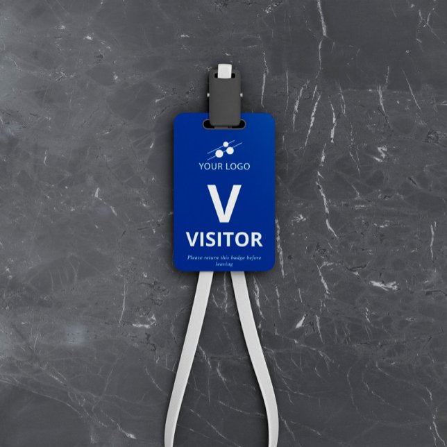 Blue White Add Your Logo Visitor Badge (Creator Uploaded)