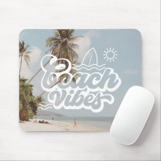 Blue White Aesthetic Beach Vibes Mouse Pad