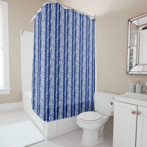 Blue_white aesthetic shibori theme coastal navy  shower curtain