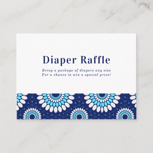 Blue  White African Wax Print Diaper Raffle Enclosure Card