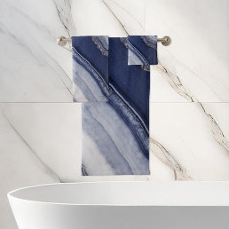 Blue White Agate Marble Bath Towel Set