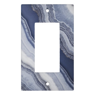 Blue White Agate Marble Light Switch Cover